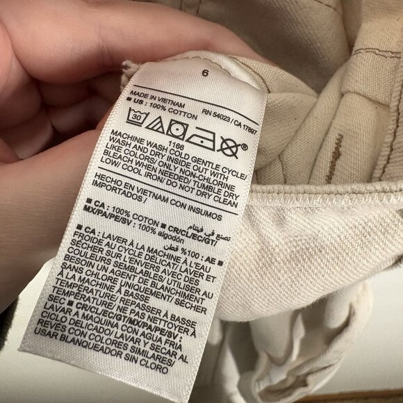 Old Navy Women 6 Cream Twill Cotton High-Waisted Straight Utility Carpenter Pant - Picture 10 of 10